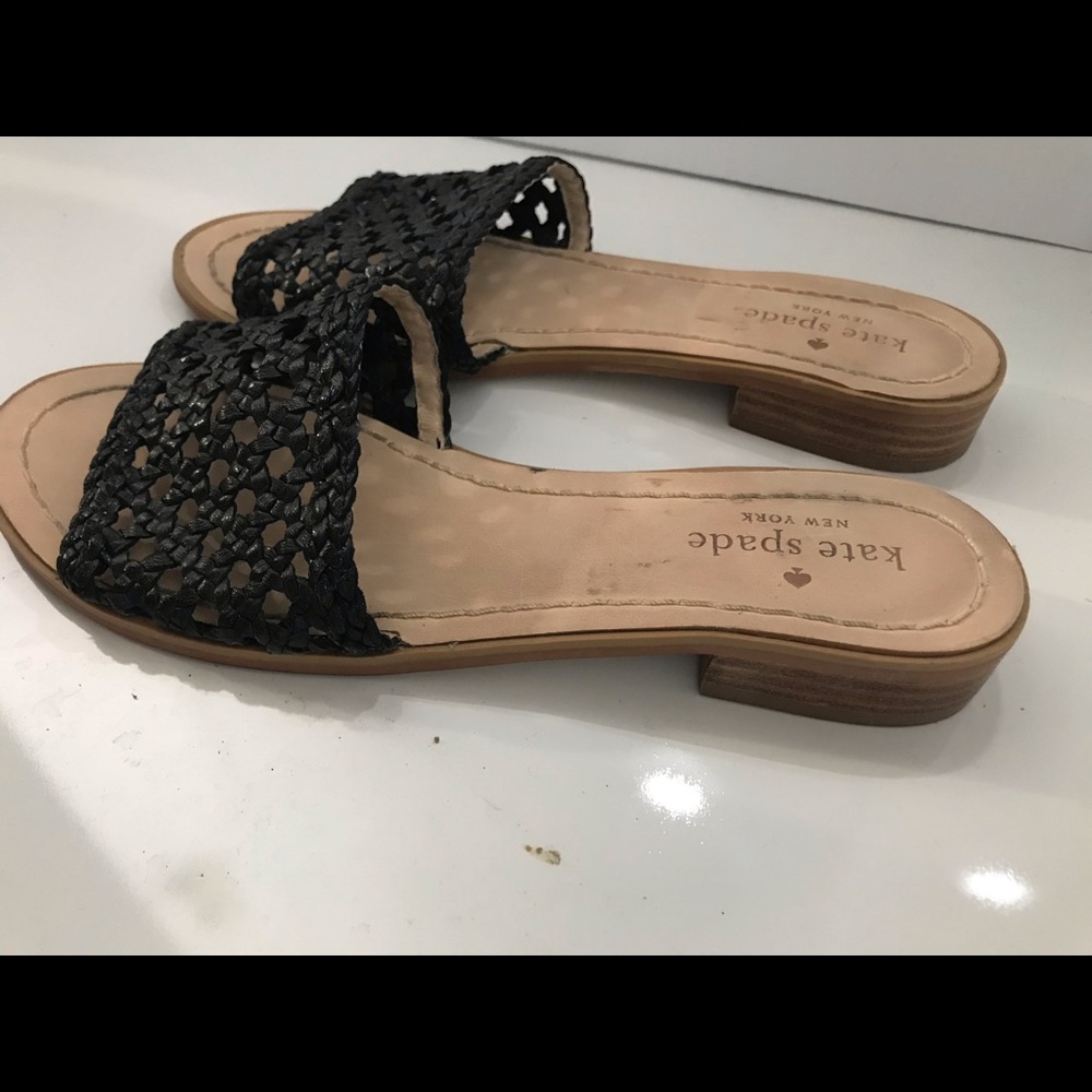 Kate Spade Black Berlin Woven Leather Sandals